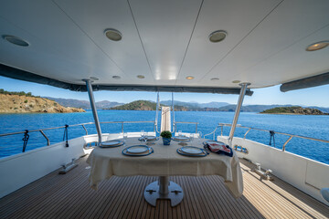 yacht interior. luxury boat inside