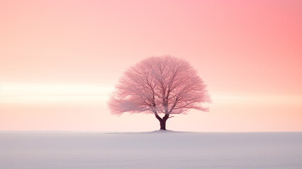 tree in the snow HD 8K wallpaper Stock Photographic Image 