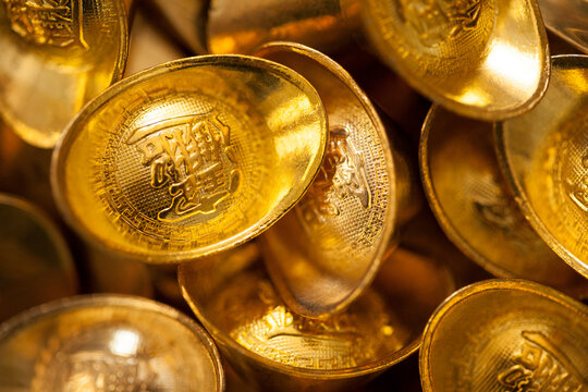 Chinese traditional currency gold yuanbao ingots