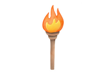 clipart watercolor torches, flames on transparent background. opening ceremony 2024  in Paris France. international sports competitions, award victory, congratulate winners
