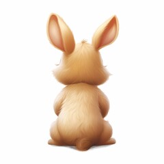 ?ute Easter bunny in handdrawn pastel style rear view, illustration. on white background. - 691928174