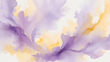 Fototapeta na wymiar watercolor hand painted background, soft and dreamy purple and yellow color 