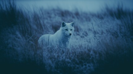 arctic fox in natural habitat, 35mm film cinematography style