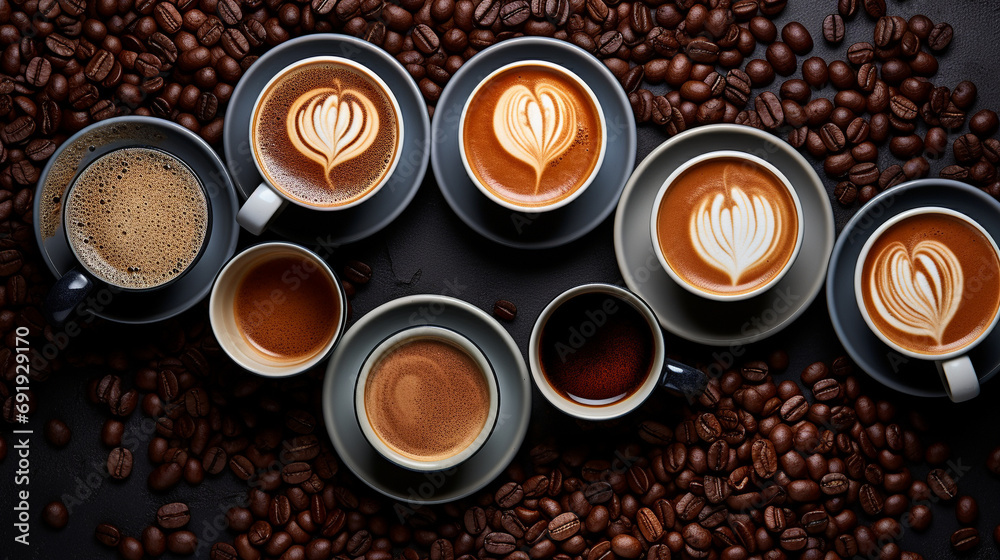 Wall mural coffee beans background hd 8k wallpaper stock photographic image