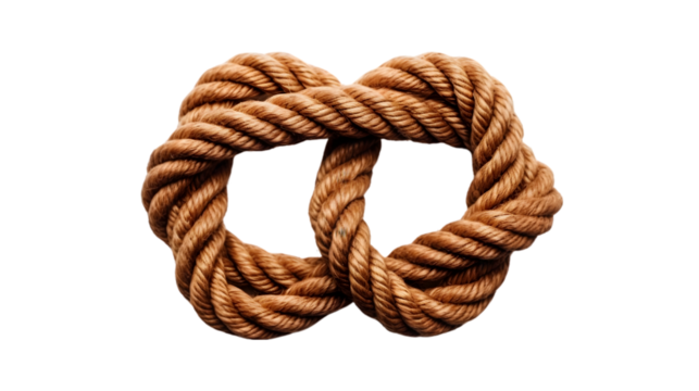 Ship rope knot isolated on white background. Generative AI.