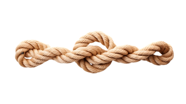 Ship rope knot isolated on white background. Generative AI.