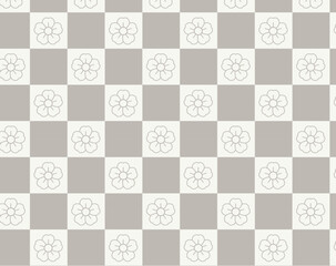 seamless pattern, checkers with flowers