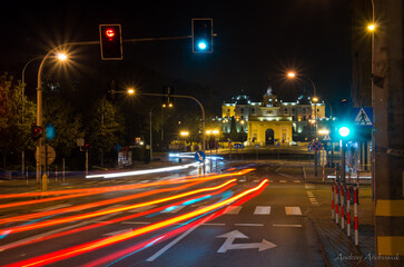 Bialystok at night, the Branicki Palace in the background