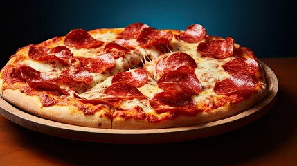 Top View of Pepperoni Pizza with Cheese
