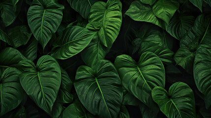 tropical inspired green leaves wallpaper artwork