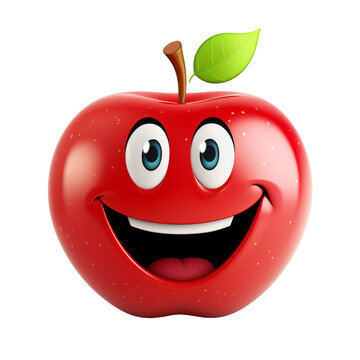 Happy Apple Clipart, Isolated on a transparent background
