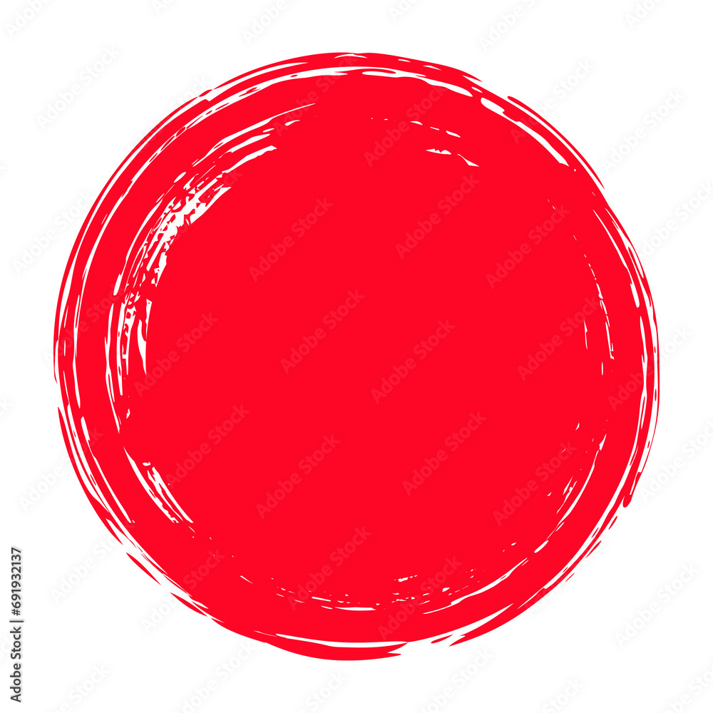 Canvas Prints Hand painted grunge circle. Red round blob hand drawn with ink brush. Png clipart isolated on transparent background