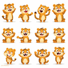 Tiger World Icons: Upright Poses