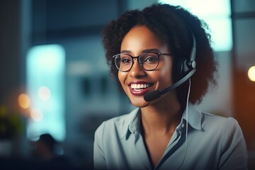 Smiling African American customer care representation