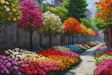 Fototapeta na wymiar Vintage Multicolored Flowers of Paradise (PNG 8208x5472)