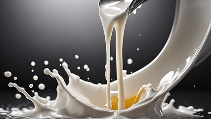 milk splash on black background,isolated, freshness, close-up, white liquid