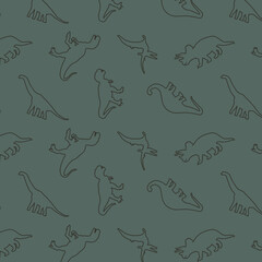 seamless pattern with green dinosaurs