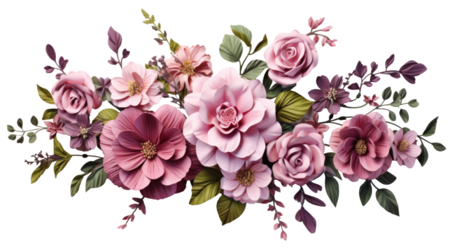 Flowers composition. Wreath made of various colorful flowers on transparent background. Easter, spring, summer concept - Powered by Adobe