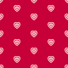 Seamless pattern of hearts in pink shades on isolated background. Romantic love design for love, Valentine’s day, mother’s day, wedding celebration, greeting card, invitations, scrapbooking.