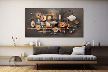 Modern Retro Living Room with Vintage Wall Art