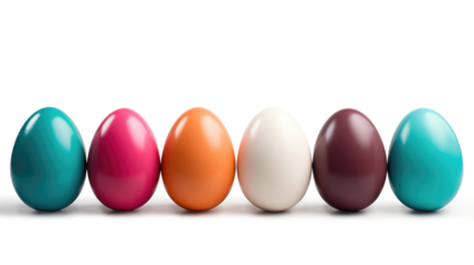 Colored easter eggs isolated on transparent background