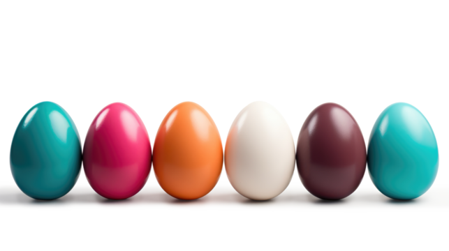 Colored easter eggs isolated on transparent background