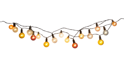 Christmas lights isolated on transparent background. Set of Christmas glowing garlands. For advertising invitations, web banners, postcards