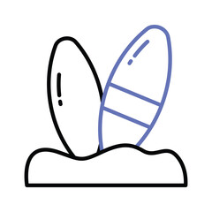 An amazing icon of surfboards in modern style, beach adventure