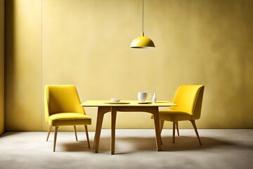 Minimalistic yellow chair and table set.