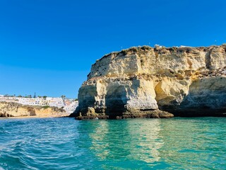 Beautiful view of Benagil Cave in Carvoeiro Algarve Portugal