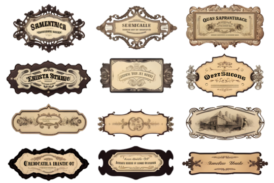 vintage labels. Generative AI.