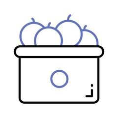 Fruit basket vector design, organic and fresh fruits, wicker basket with apples