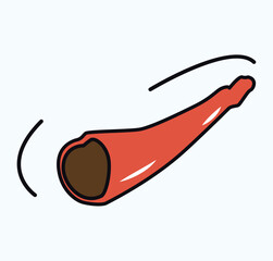 Musical instrument of colorful sticker set. A captivating musical-themed illustration with a vibrant and colorful design feature the outline of a traditional Ukrainian trembita. Vector illustration.