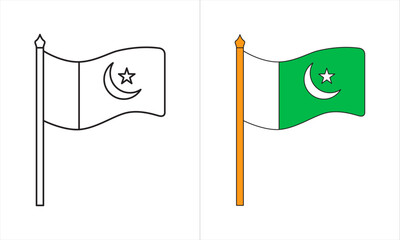 Pakistan flag isolated on white background. 
