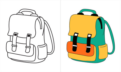 Set of childish school backpacks and schoolbags vector illustration. Collection of various kids bags