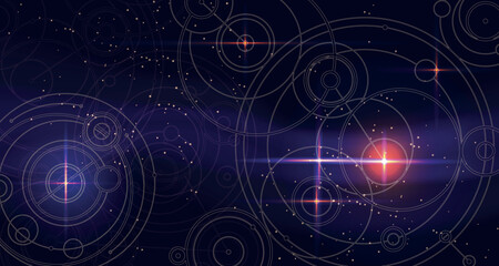 Futuristic Tribal background with space and cosmic elements. Good for game UI.  Vector Illustration EPS10