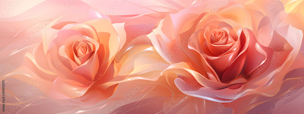 Wall mural colorful gold background illustration of glossy roses,