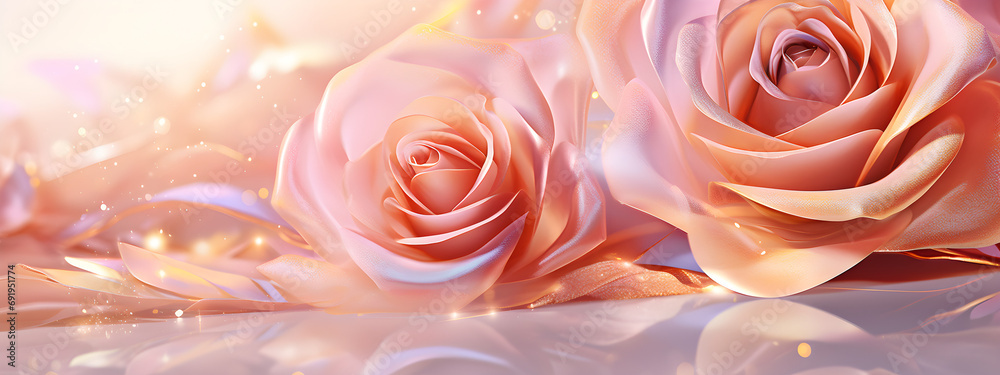 Sticker colorful glossy rose background illustration,