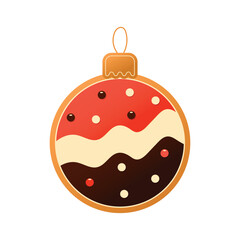 Gingerbread christmas tree ball, cookie decorations ornament. Flat vector illustration isolated on white background