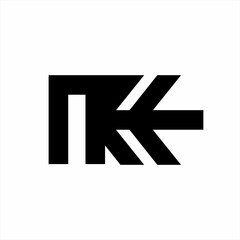 Abstract letter N R K logo design with arrow sign.