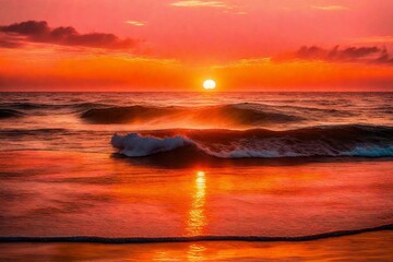 sunset over the sea and generated AI