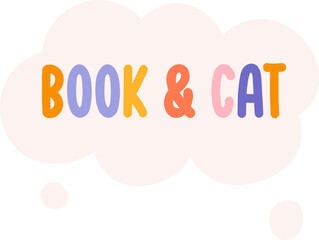 Book And Cat Lettering Cloud