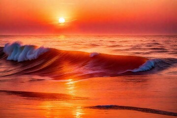 sunset on the beach and generated AI