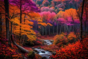 autumn in the forest  and generated AI