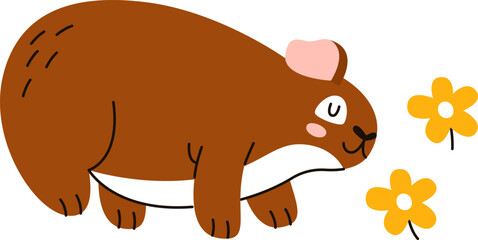 Guinea Pig With Flowers