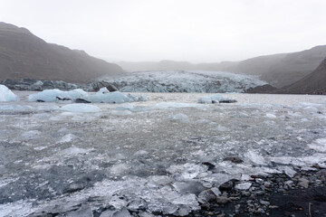 Sólheimajökull glacier tongue in Iceland in autumn