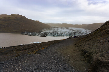 Sólheimajökull glacier tongue in Iceland in autumn