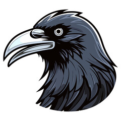 Black crows Portrait Sticker, Black crows head mascot logo illustration, Black crows bird character, generative ai