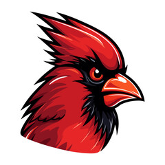 Obraz premium Cardinal Portrait Sticker, Cardinal Bird head mascot logo illustration, Cardinal Bird character, generative ai