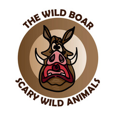 animals stamp. wild boar animal logo vector